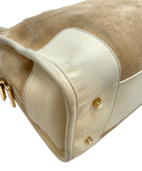 LOEWE（ロエベ）LOEWE (ロエベ) アマソナ28 スウェードハンドバッグ ベージュの古着・服飾アイテム