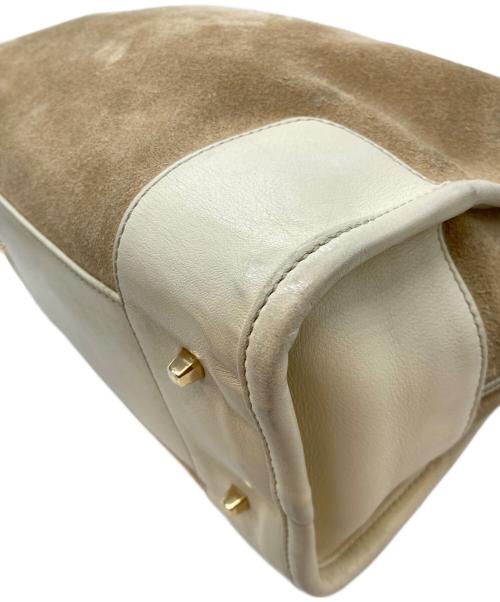 LOEWE（ロエベ）LOEWE (ロエベ) アマソナ28 スウェードハンドバッグ ベージュの古着・服飾アイテム