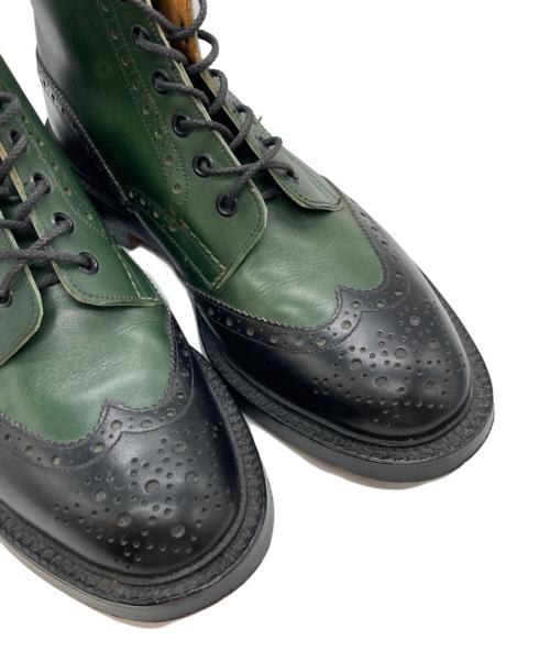 SHIPS（シップス）SHIPS (シップス) Tricker's (トリッカーズ) コンビカントリーブーツ ブラック×グリーン サイズ:8.5の古着・服飾アイテム