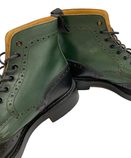 SHIPS（シップス）SHIPS (シップス) Tricker's (トリッカーズ) コンビカントリーブーツ ブラック×グリーン サイズ:8.5の古着・服飾アイテム