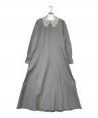 green label relaxingグリーンレーベルリラクシング）の古着「襟レース2WAYニットワンピース」｜グレー
