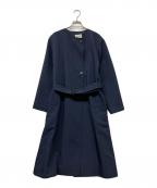 ROPEロペ）の古着「ポリエステルチノノーカラーダブルコート」｜ネイビー