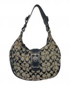 COACHコーチ）の古着「シグネチャーワンショルダーバッグ」｜ブラック×ベージュ