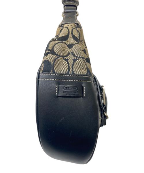 COACH（コーチ）COACH (コーチ) シグネチャーワンショルダーバッグ ブラック×ベージュの古着・服飾アイテム