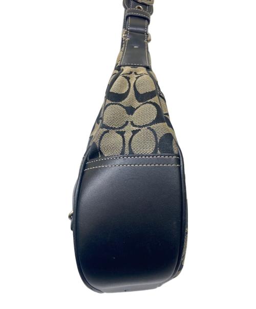 COACH（コーチ）COACH (コーチ) シグネチャーワンショルダーバッグ ブラック×ベージュの古着・服飾アイテム