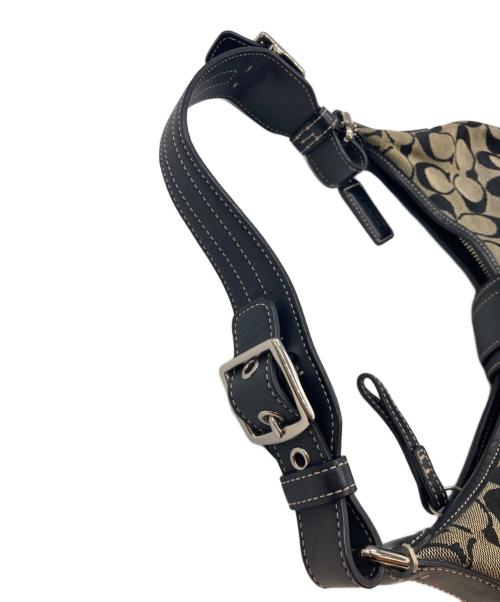 COACH（コーチ）COACH (コーチ) シグネチャーワンショルダーバッグ ブラック×ベージュの古着・服飾アイテム