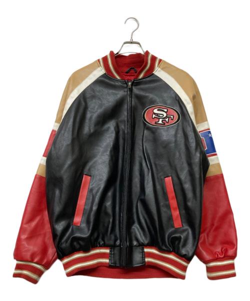 NFL（エヌエフエル）NFL (エヌエフエル) 49ERS 切替スタジャン ブラック×レッド サイズ:XLの古着・服飾アイテム