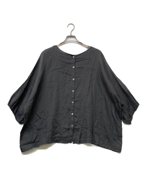 BEARDSLEY（ビアズリー）BEARDSLEY (ビアズリー) リネン前後ブラウス ブラック サイズ:	SIZE Freeの古着・服飾アイテム