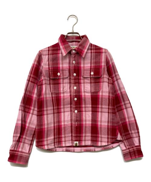 A BATHING APE（ア ベイシング エイプ）A BATHING APE (ア ベイシング エイプ) チェックシャツ ピンク サイズ:XXSの古着・服飾アイテム