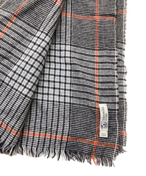 JOHNSTONS OF ELGIN（ジョンストンズオブエルガン）JOHNSTONS OF ELGIN (ジョンストンズオブエルガン) カシミヤチェックマフラー グレーの古着・服飾アイテム