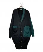 UN3D.アンスリード）の古着「バイカラーオーバーカーディガン」｜ブラック×グリーン