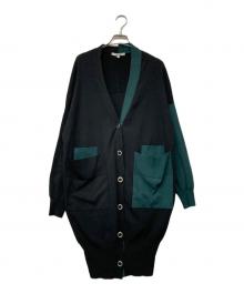 UN3D.（アンスリード）の古着「バイカラーオーバーカーディガン」｜ブラック×グリーン