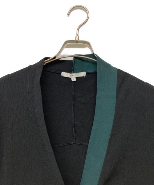 UN3D.（アンスリード）UN3D. (アンスリード) バイカラーオーバーカーディガン ブラック×グリーン サイズ:Fの古着・服飾アイテム