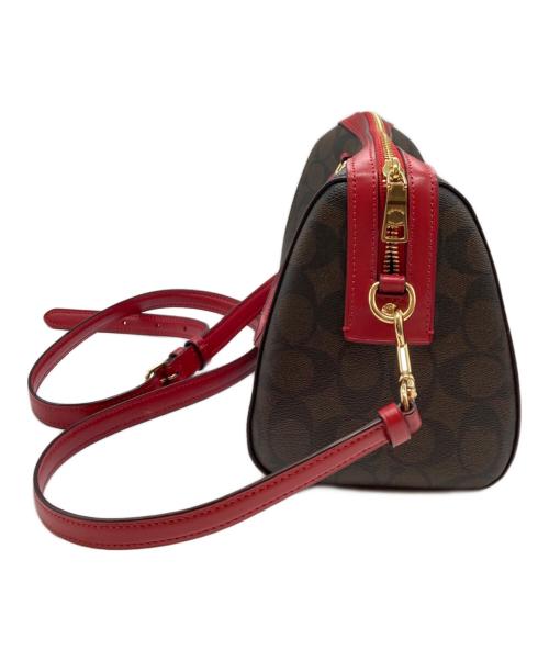 COACH（コーチ）COACH (コーチ) ローアンサッチェルシグネチャー ブラウン×レッドの古着・服飾アイテム