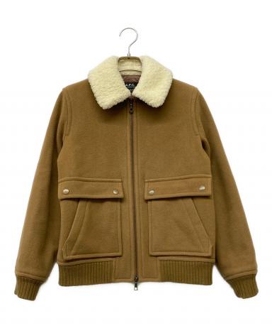 A.P.C. アイボリー ボアコート 34 中古・古着通販】A.P.C. (アーペーセー) ボア襟ジャケット ブラウン