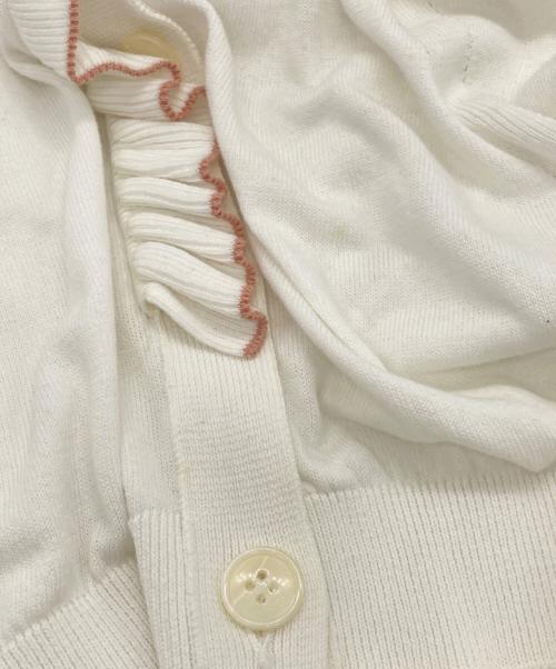 N°21（ヌメロヴェントゥーノ）N°21 (ヌメロヴェントゥーノ) フリルリボンカーディガン ホワイト サイズ:36の古着・服飾アイテム