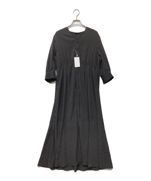 BALLSEY（ボールジィ）BALLSEY (ボールジィ) ドットプリント Vネックマーメイドワンピース ホワイト×ブラック サイズ:36 未使用品の古着・服飾アイテム