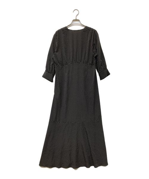 BALLSEY（ボールジィ）BALLSEY (ボールジィ) ドットプリント Vネックマーメイドワンピース ホワイト×ブラック サイズ:36 未使用品の古着・服飾アイテム