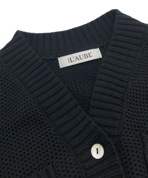 L'AUBE BLANC（ローブ ブラン）L'AUBE BLANC (ローブ ブラン) Basket Knit Cardigan ブラック サイズ:Fの古着・服飾アイテム