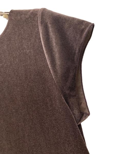Noble（ノーブル）Noble (ノーブル) シアーベロアキャップスリーブTee ブラウン サイズ:Free 未使用品の古着・服飾アイテム