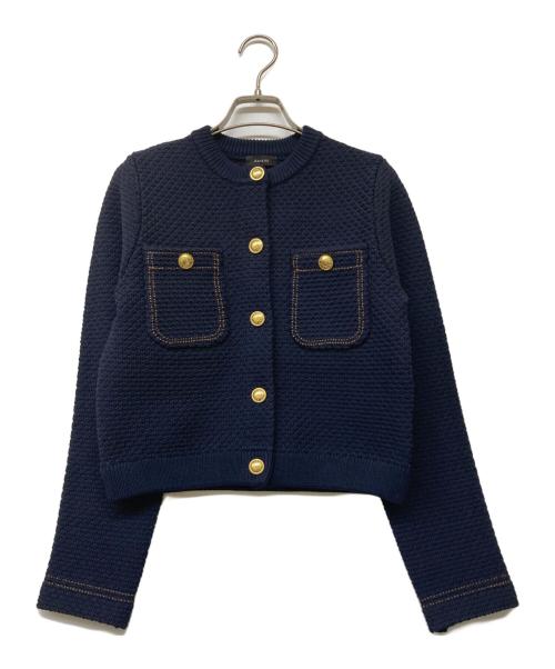 anuans（アニュアンス）anuans (アニュアンス) 25SS ノーカラーニットジャケット ネイビー サイズ:Sの古着・服飾アイテム