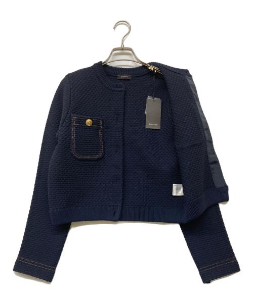 anuans（アニュアンス）anuans (アニュアンス) 25SS ノーカラーニットジャケット ネイビー サイズ:Sの古着・服飾アイテム