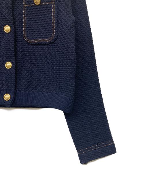 anuans（アニュアンス）anuans (アニュアンス) 25SS ノーカラーニットジャケット ネイビー サイズ:Sの古着・服飾アイテム