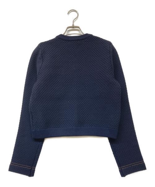 anuans（アニュアンス）anuans (アニュアンス) 25SS ノーカラーニットジャケット ネイビー サイズ:Sの古着・服飾アイテム