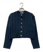MACPHEEマカフィー）の古着「22AW ハイブリットコットンケーブル クルーネックカーディガン」｜ネイビー