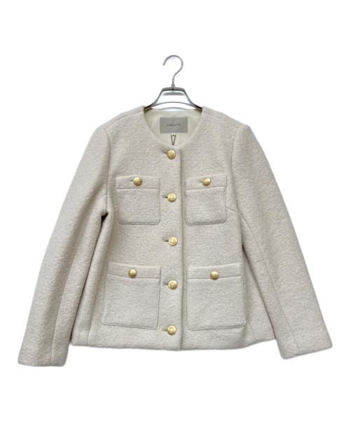 JUSGLITTY（ジャスグリッティー）JUSGLITTY (ジャスグリッティー) ノーカラー金釦ジャケット ライトピンク サイズ:2 未使用品の古着・服飾アイテム