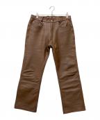 MET'Z QUALITY LEATHERメッツ クオリティ レザー）の古着「カウハイドレザーパンツ」｜ブラウン