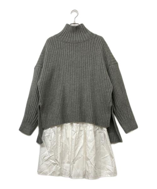 CADUNE（カデュネ）CADUNE (カデュネ) ニットドッキングワンピース ホワイト×グレー サイズ:36の古着・服飾アイテム