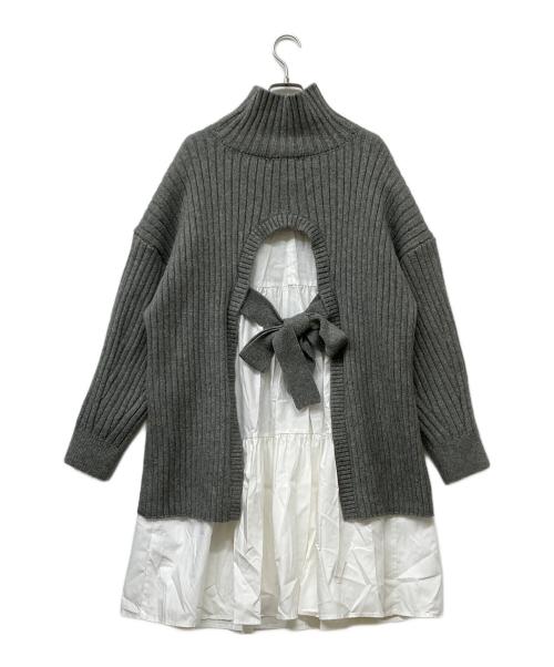 CADUNE（カデュネ）CADUNE (カデュネ) ニットドッキングワンピース ホワイト×グレー サイズ:36の古着・服飾アイテム