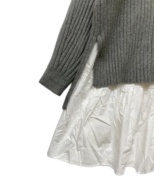 CADUNE（カデュネ）CADUNE (カデュネ) ニットドッキングワンピース ホワイト×グレー サイズ:36の古着・服飾アイテム