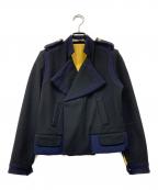 ippei takeiイッペイタケイ）の古着「ヴィンテージカシミヤウールエポレットショートジャケット」｜ネイビー×ブラック