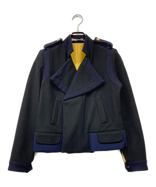 ippei takei（イッペイタケイ）ippei takei (イッペイタケイ) ヴィンテージカシミヤウールエポレットショートジャケット ネイビー×ブラック サイズ:-の古着・服飾アイテム