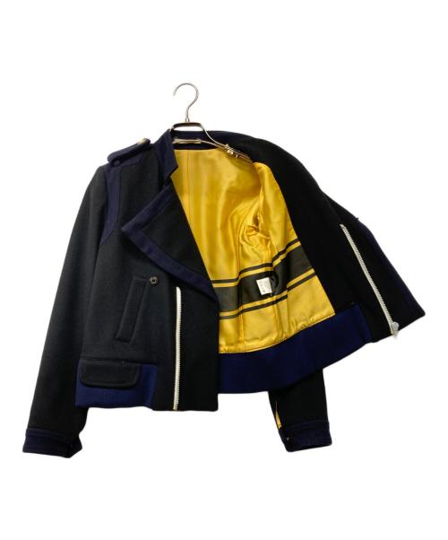 ippei takei（イッペイタケイ）ippei takei (イッペイタケイ) ヴィンテージカシミヤウールエポレットショートジャケット ネイビー×ブラック サイズ:-の古着・服飾アイテム