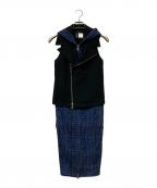 LIMI feuリミフゥ）の古着「ドッキングコート」｜ブラック×ブルー