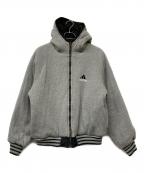 adidasアディダス）の古着「90s ヴィンテージロゴ刺繍3ラインリバーシブルジャケット」｜グレー×ブラック