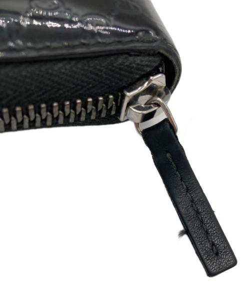 GUCCI（グッチ）GUCCI (グッチ) マイクロシマラウンドファスナーウォレット ブラックの古着・服飾アイテム