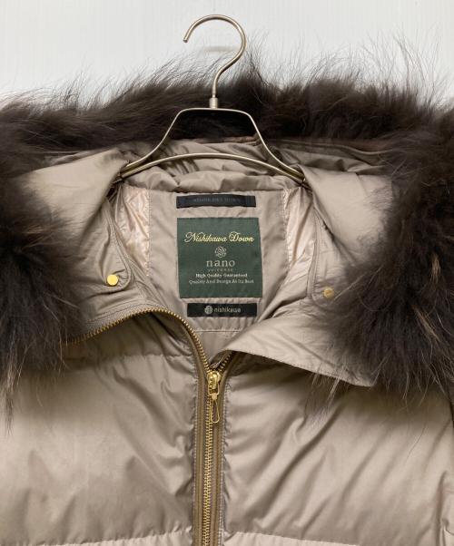 nano・universe（ナノ・ユニバース）nano・universe (ナノ・ユニバース) 西川ダウン フードロングダウンコート ピンクベージュ サイズ:40の古着・服飾アイテム