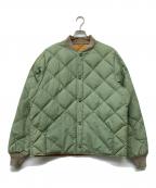 Eddie Bauerエディーバウアー）の古着「USA製 70sヴィンテージ黒タグ前期キルティングダウンジャケット」｜ライトグリーン