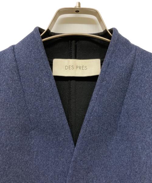 DES PRES（デ プレ）DES PRES (デ プレ) カシミヤノーカラーコート ブルー サイズ:36の古着・服飾アイテム