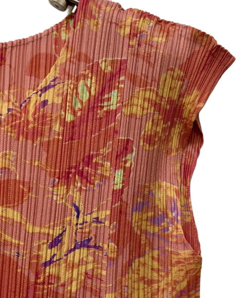 PLEATS PLEASE（プリーツプリーズ）PLEATS PLEASE (プリーツプリーズ) 花柄デザインフレンチスリーブワンピース ピンク サイズ:size2の古着・服飾アイテム