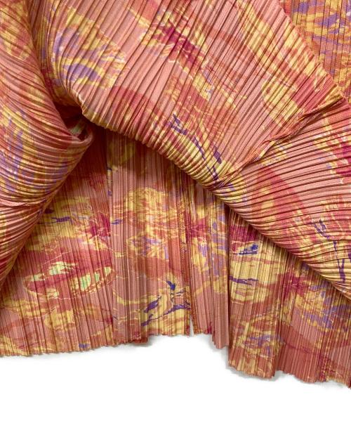 PLEATS PLEASE（プリーツプリーズ）PLEATS PLEASE (プリーツプリーズ) 花柄デザインフレンチスリーブワンピース ピンク サイズ:size2の古着・服飾アイテム