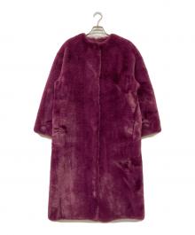 FRAY ID（フレイ アイディー）の古着「ノーカラーエコファーコート」｜パープル