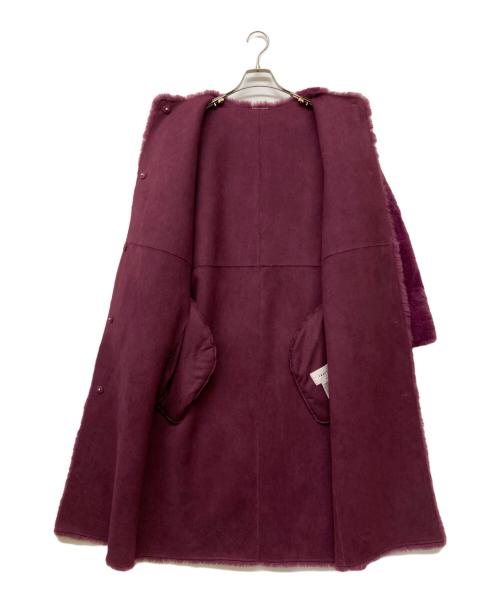 FRAY ID（フレイ アイディー）FRAY ID (フレイ アイディー) ノーカラーエコファーコート パープル サイズ:1の古着・服飾アイテム