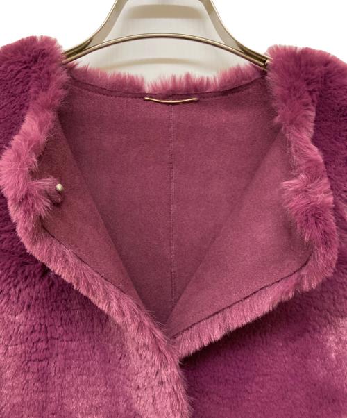 FRAY ID（フレイ アイディー）FRAY ID (フレイ アイディー) ノーカラーエコファーコート パープル サイズ:1の古着・服飾アイテム