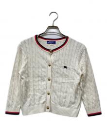 BURBERRY BLUE LABEL（バーバリーロンドンブルーレーベル）の古着「14SS 金釦ケーブルニットカーディガン」｜ホワイト