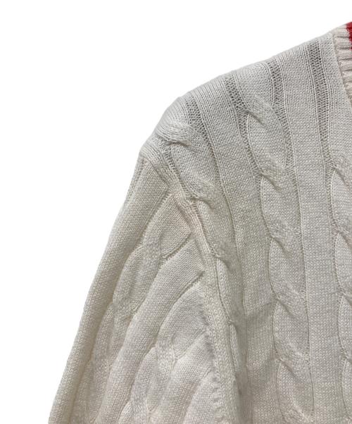 BURBERRY BLUE LABEL（バーバリーロンドンブルーレーベル）BURBERRY BLUE LABEL (バーバリーロンドンブルーレーベル) 14SS 金釦ケーブルニットカーディガン ホワイト サイズ:38の古着・服飾アイテム